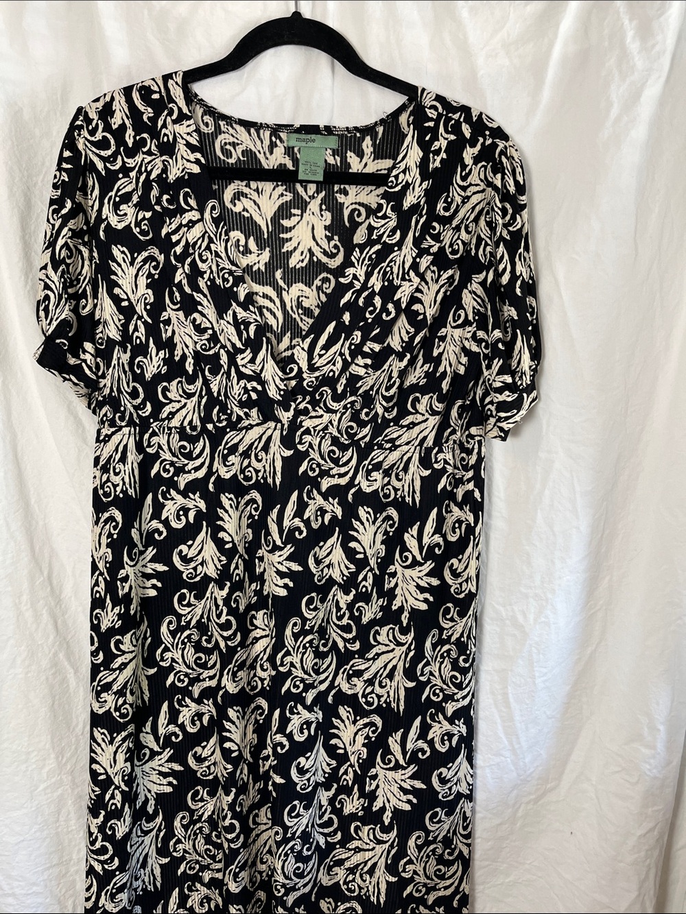 Maple Anthropologie Silk V-Neck Midi Dress Size Large